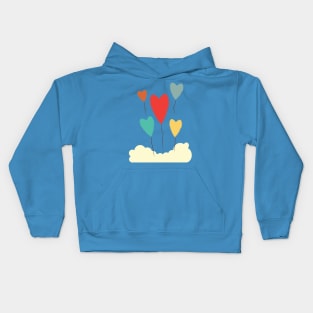 Heart Balloons above the Clouds Kids Hoodie